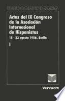 Libro Actas del IX Congreso de la Asociación Internacional de Hispanistas