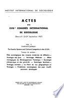 Actes du XVIIe Congrès international de sociologie, Beyrouth 23-29 septembre 1957