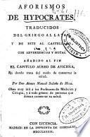 Aforismos de Hypocrates, traducidos del griego al latin, y de este al castellano, con advertencias y notas