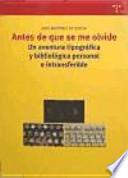 Libro Antes de que se me olvide