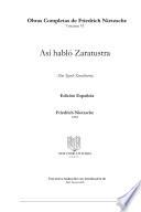 Libro Así habló Zaratustra (Also Spach Zarathursta): Edición Española