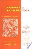 Libro Cahiers du CRIAR n°17, Interdits et transgressions 1