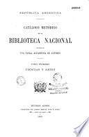 Catalogo metodico de la biblioteca nacional de la Republica Argentina