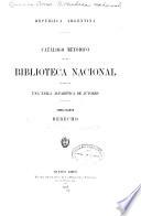 ... Catálogo metódico de la Biblioteca nacional