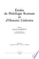 Études de philologie romane et d'histoire littéraire offertes à Jules Horrent à l'occasion de son soixantième anniversaire