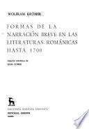 Formas de la narración breve en las literaturas románicas hasta 1700