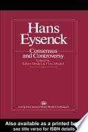 Libro Hans Eysenck: Consensus And Controversy