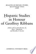 Hispanic Studies in Honour of Geoffrey Ribbans