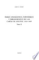 Libro Índice onomástico, toponímico y bibliográfico de las Cartas de jesuitas, 1634-1648
