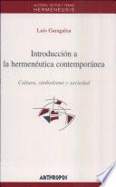 Libro Introducción a la hermenéutica contemporánea