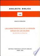 Libro Las características de la versión siríaca de los Salmos (Sal 90-150 de la Peshitta)