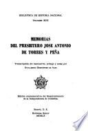 Memorias del presbítero José Antonio de Torres y Peña
