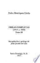 Obras completas de Pedro Henríquez Ureña: 1914 a 1920